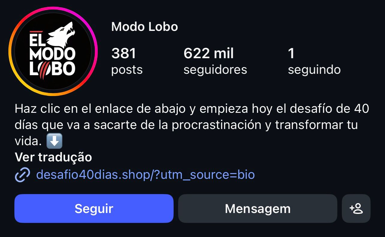 Perfil @elmodolobo_ — 622 mil seguidores