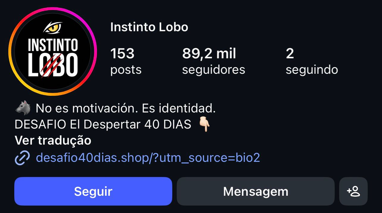 Perfil @instintolobo_ — 89,2 mil seguidores